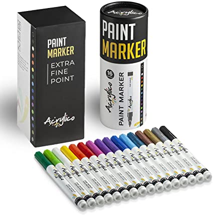Paint Marker Basic Colors Set of 16, Fine Tip
