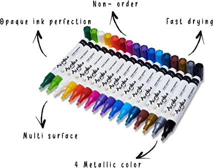 ACRYLICO SET OF 16 COLORS ACRYLIC PAINT PENS- Medium Tip - Acrylico-Markers