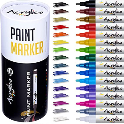 ACRYLICO SET OF 16 COLORS ACRYLIC PAINT PENS- Medium Tip - Acrylico-Markers